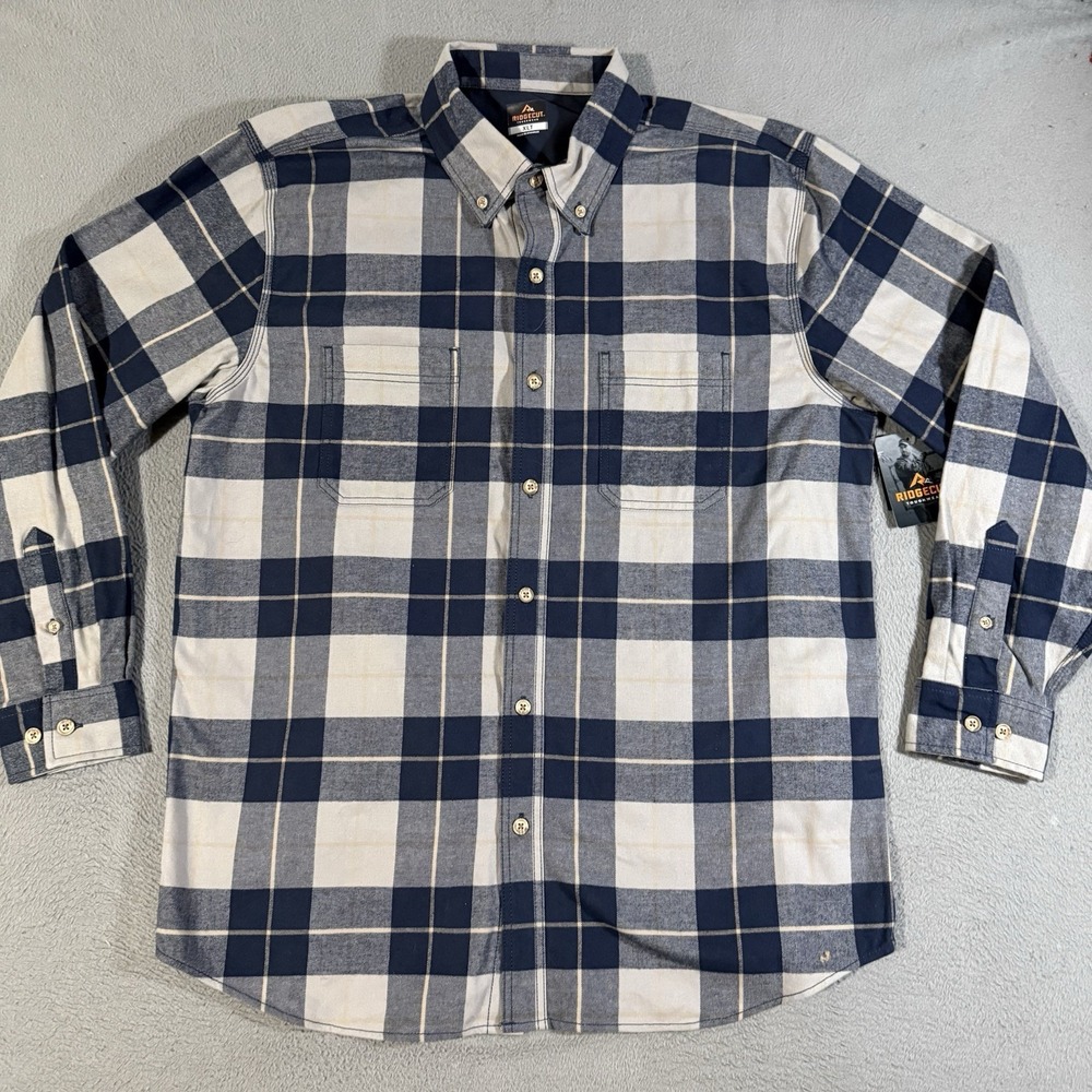 Men's Ridgecut Toughwear Heavyweight Long Sleeve Plaid Button-Up Shirt XL Tall